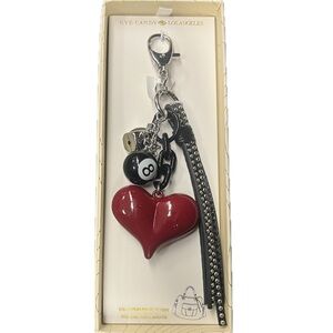 NWT ⚜️♥️⚜️ Eye Candy LA 8 Ball Red Heart Star Keychain Bag Charm